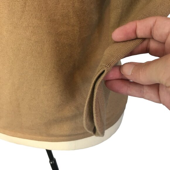 Ann Taylor Womens Silk Cotton Cashmere Blend Tan Cardigan Sweater Beads Sequins - Picture 7 of 11